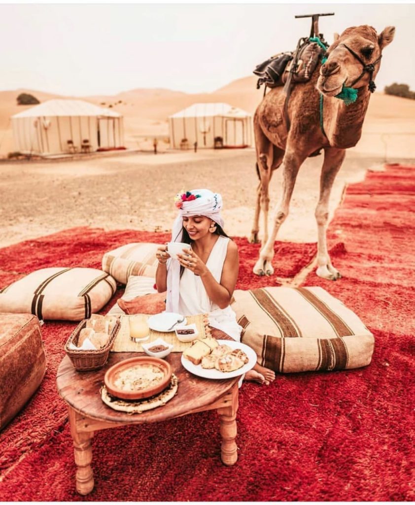 Morocco campng in the desert.
