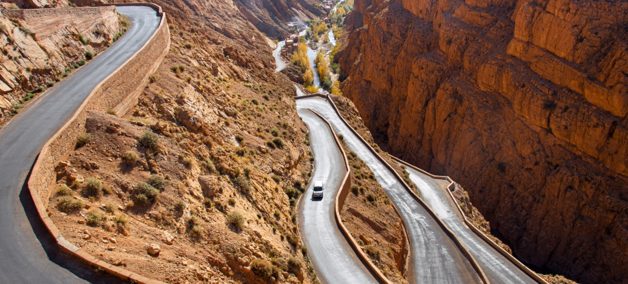 Winding road through the dramatic Dades Gorge