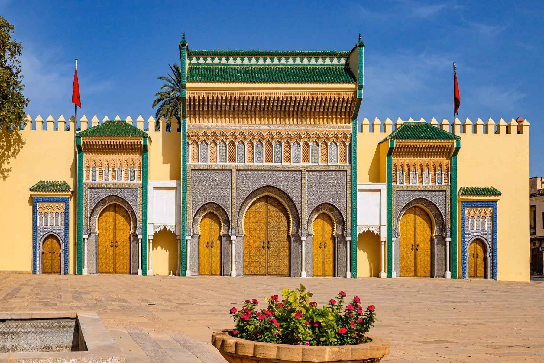 Ornate Royal Palace gates in Fes, Morocco