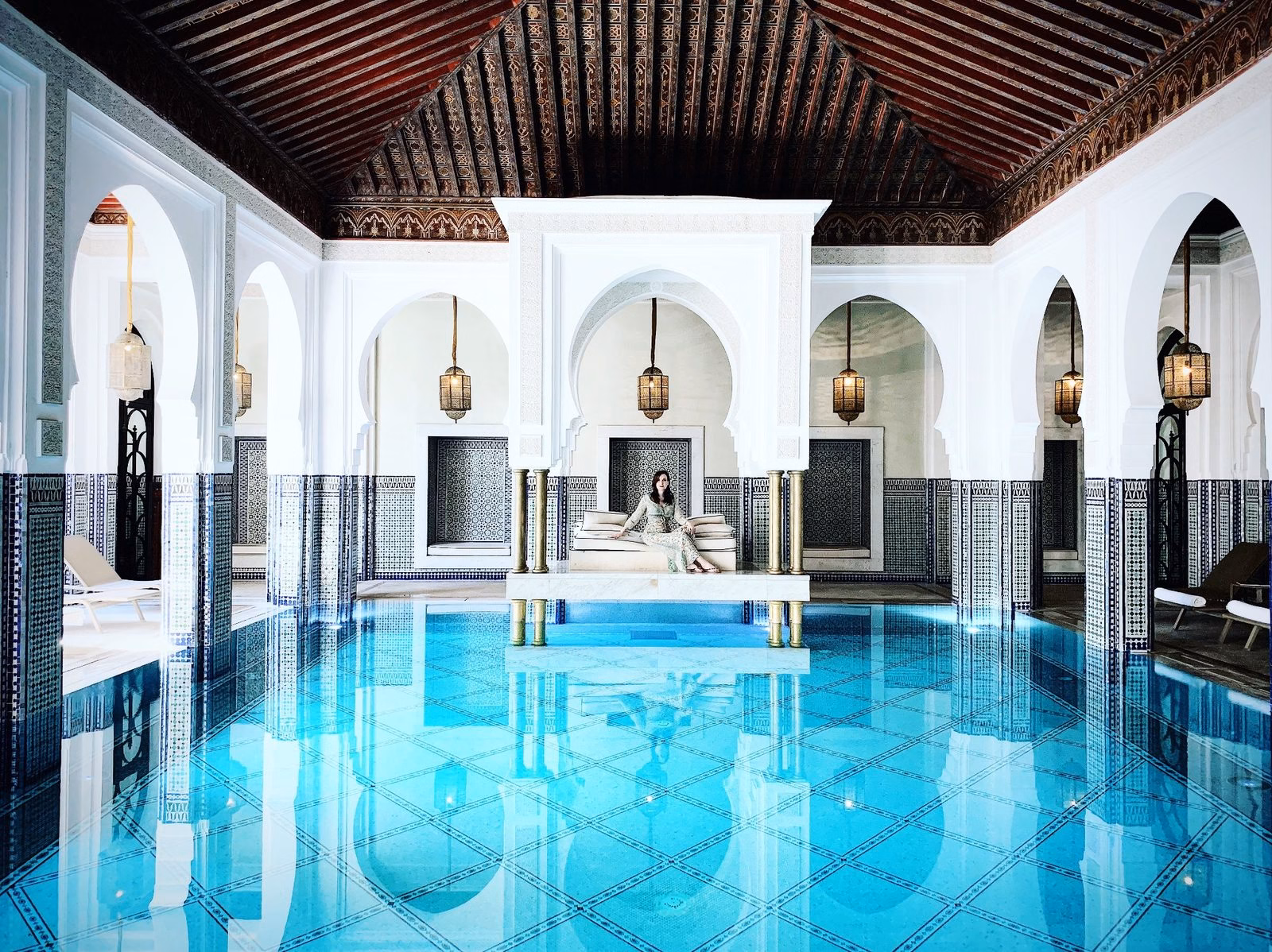 Traditional Moroccan riad courtyard – Morocco travel accommodation